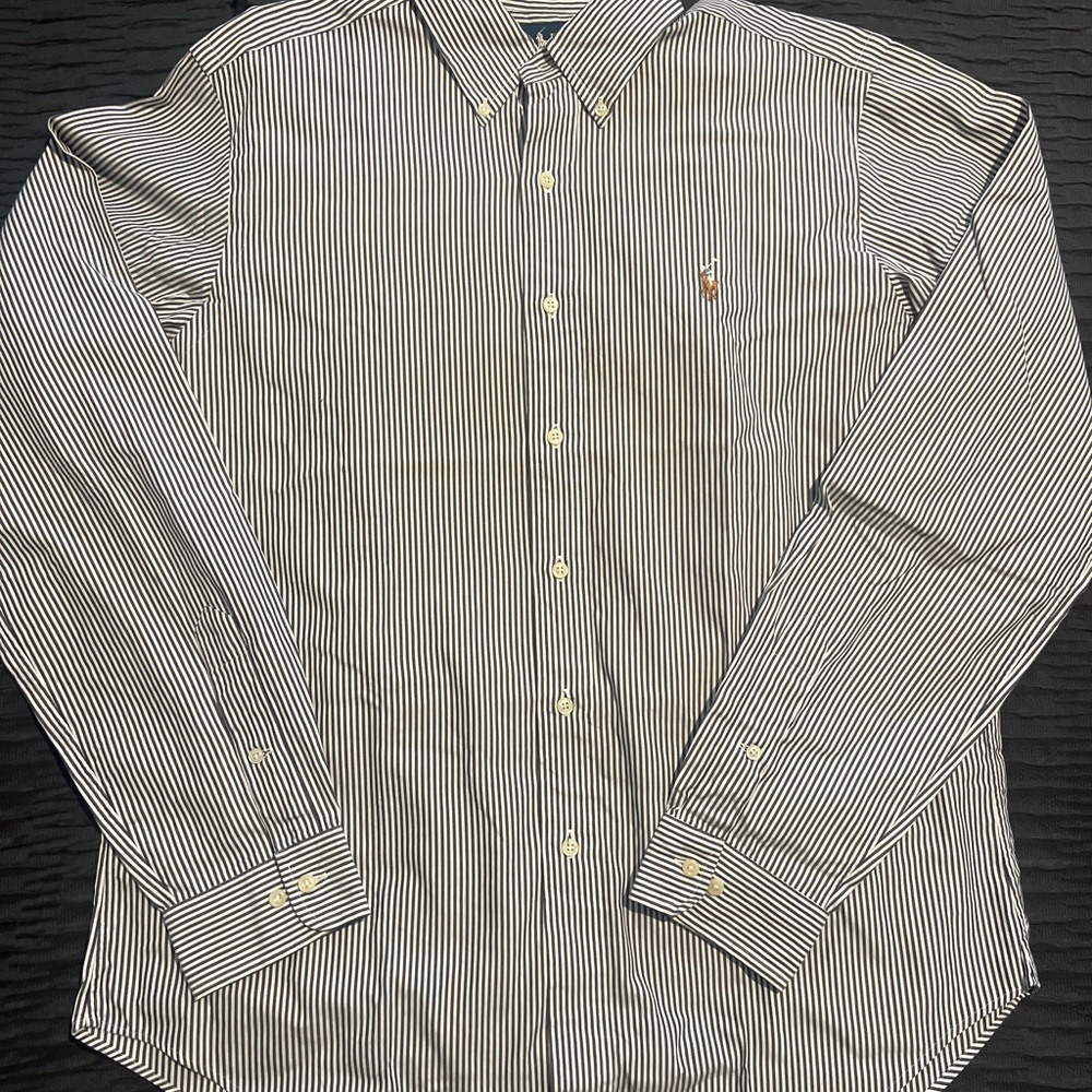 Polo Ralph Lauren Black and White Striped Dress Shirt